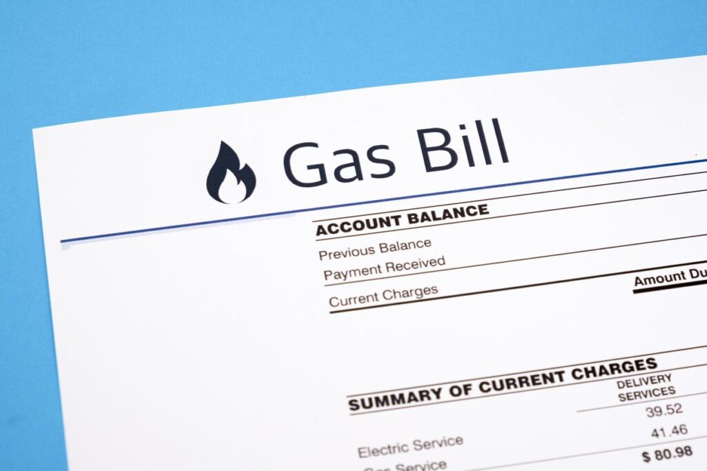 An example of a gas bill with the current balance.